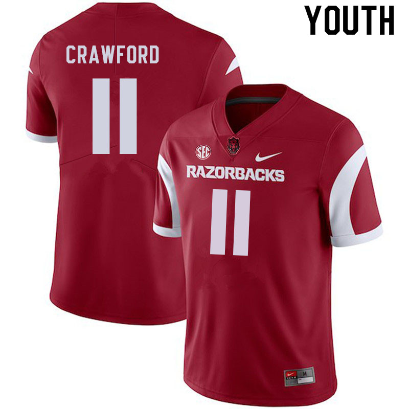 Youth #11 Jaquayln Crawford Arkansas Razorbacks College Football Jerseys Sale-Cardinal